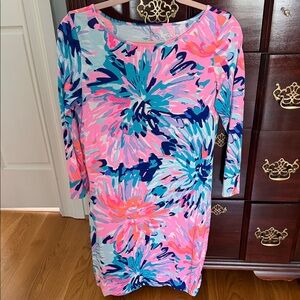 Lilly Pulitzer Pink & Blue Floral Marlowe t-shirt Dress multi off tropic